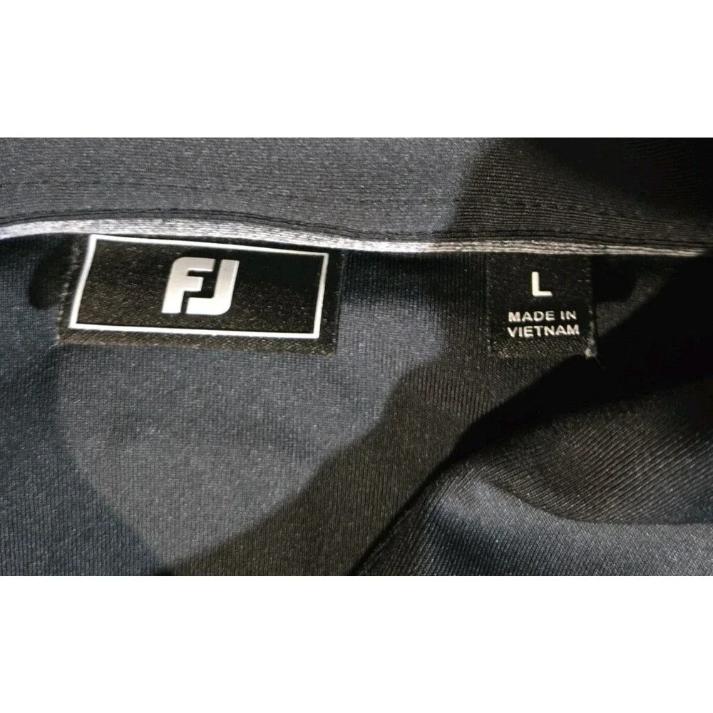 FootJoy FJ Mens Large Golf Polo Shirt Solid Black Short Sleeve Performance